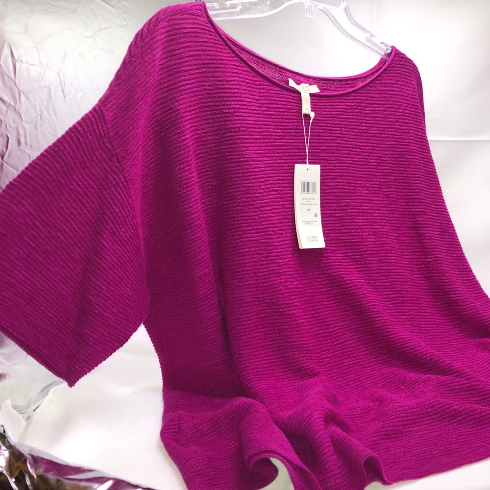 Eileen Fisher Woman boat neck cerise box top